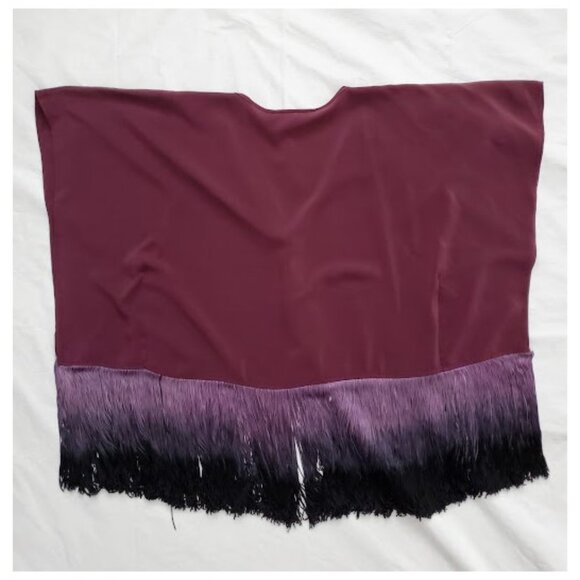Karina Grimaldi Silk Ombre Handkerchief Fringe Flowy Tunic Top Sz S Boho-Luxe - Picture 7 of 11